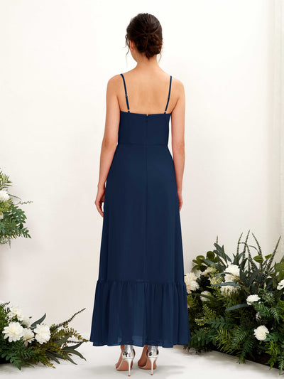 Carlyna Delia Sheath Navy Bridesmaid Dress Maxi Sleeveless Spaghetti Strap Dress Back View #color_navy