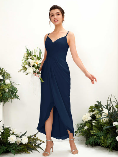 Carlyna Liliane Sheath Navy Bridesmaid Dress Midi Sleeveless V-Neck Dress #color_navy