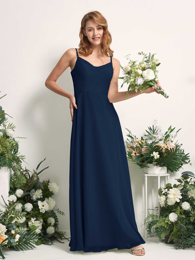 Carlyna Hannah A-Line Navy Bridesmaid Dress Maxi Sleeveless Sweetheart Dress Front View #color_navy