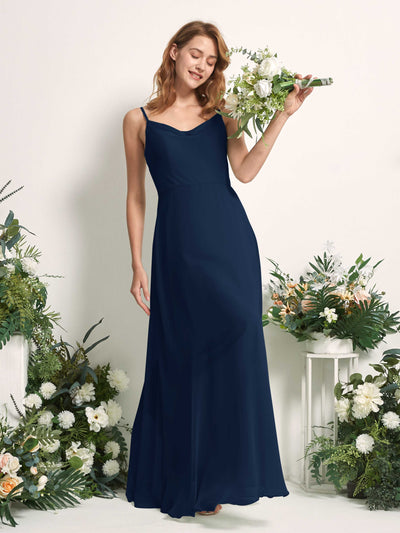 Carlyna Hannah A-Line Navy Bridesmaid Dress Maxi Sleeveless Sweetheart Dress Side View 2 #color_navy