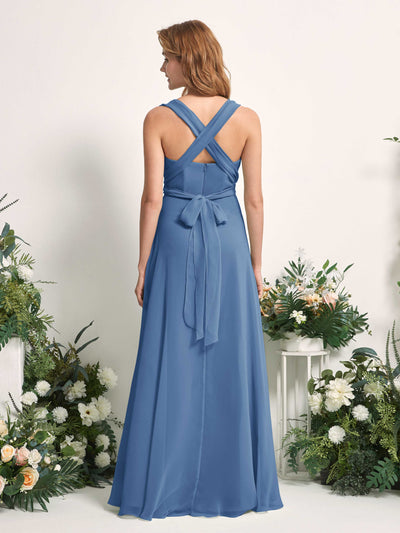 Carlyna Carolyn Convertible Dusty Blue Bridesmaid Dress Maxi Sleeveless Sweetheart Dress Side View 4 #color_dusty-blue
