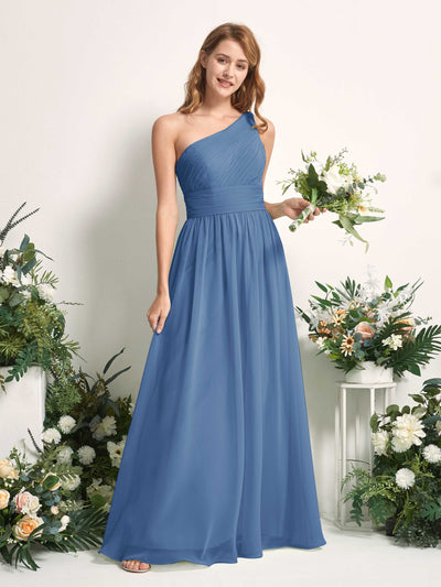 Carlyna Pandora A-Line Dusty Blue Bridesmaid Dress Maxi Sleeveless One Shoulder Dress #color_dusty-blue