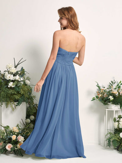 Carlyna Elma A-Line Dusty Blue Bridesmaid Dress Maxi Sleeveless Sweetheart Dress Back View #color_dusty-blue