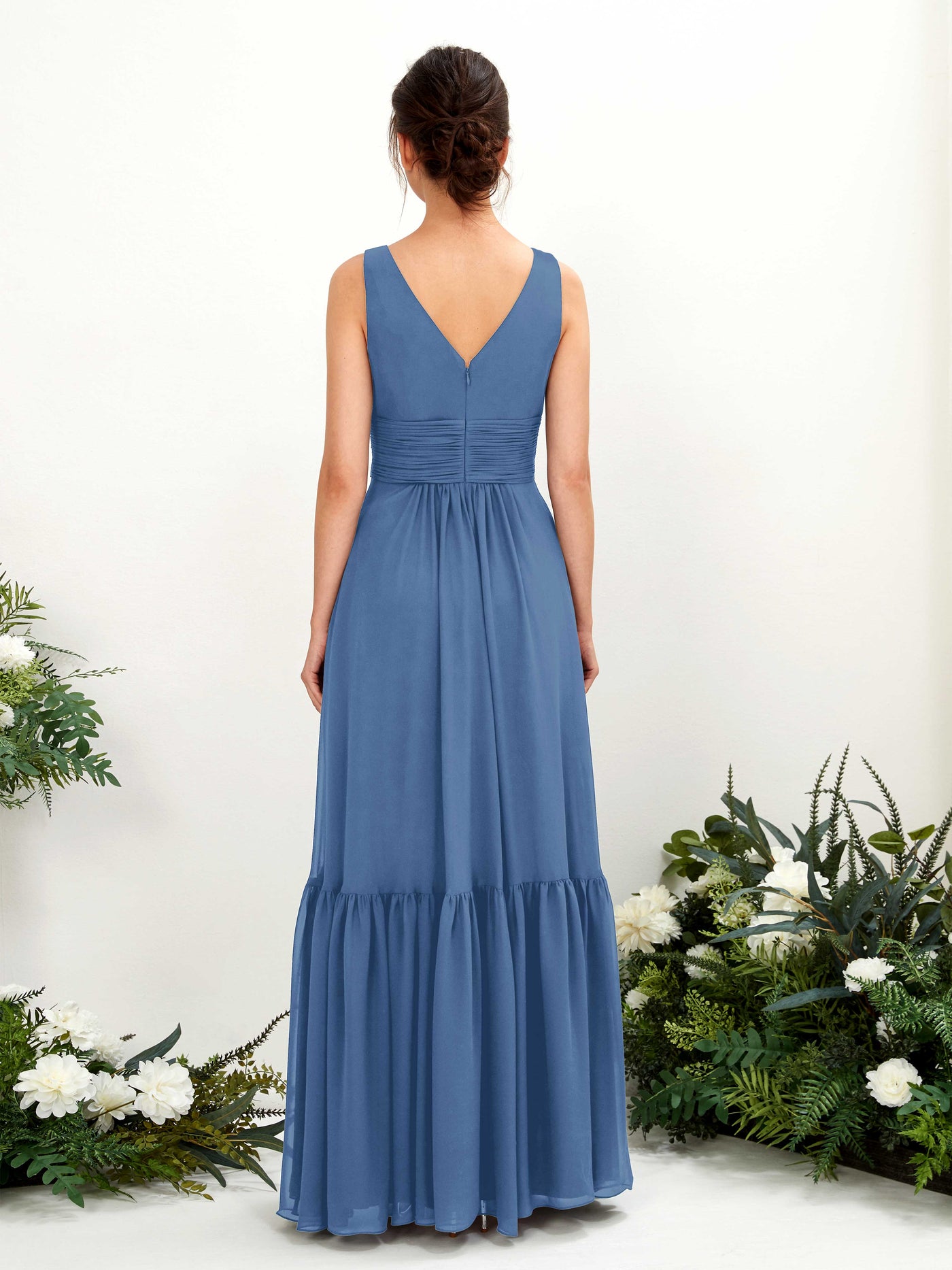 A-line Maternity Straps Sleeveless Chiffon Bridesmaid Dress - Dusty Blue (80223710)#color_dusty-blue