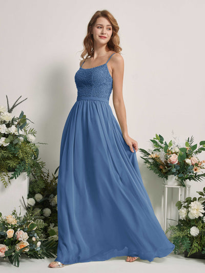 Carlyna Ursula A-Line Dusty Blue Beaded Bridesmaid Dress Maxi Sleeveless Sweetheart Dress #color_dusty-blue