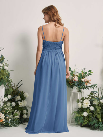 Carlyna Ursula A-Line Dusty Blue Beaded Bridesmaid Dress Maxi Sleeveless Sweetheart Dress #color_dusty-blue