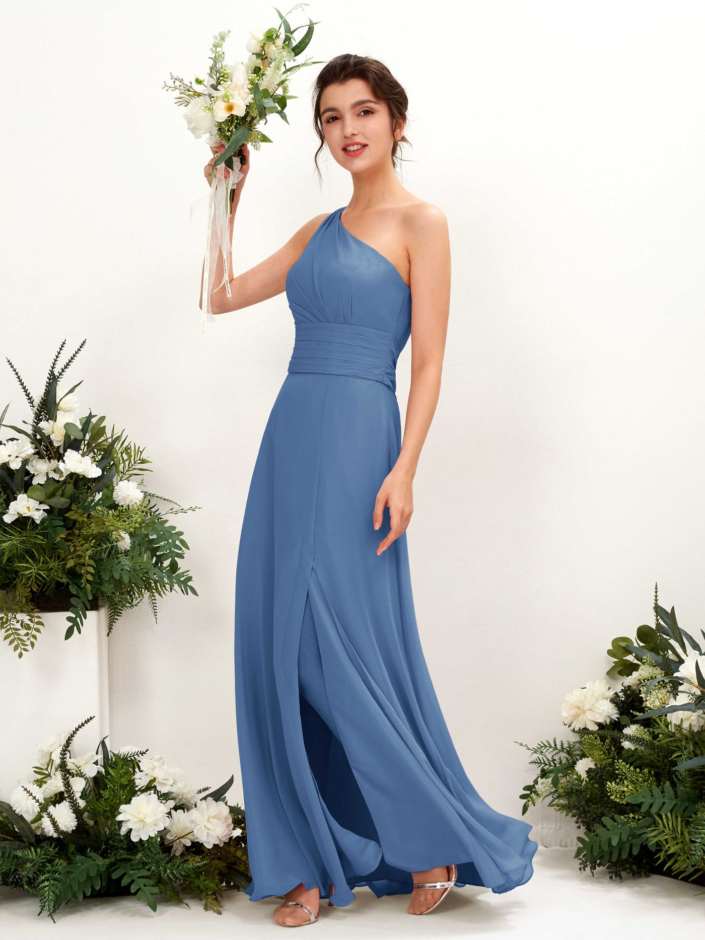 A-line One Shoulder Sleeveless Bridesmaid Dress - Dusty Blue (81224710)#color_dusty-blue