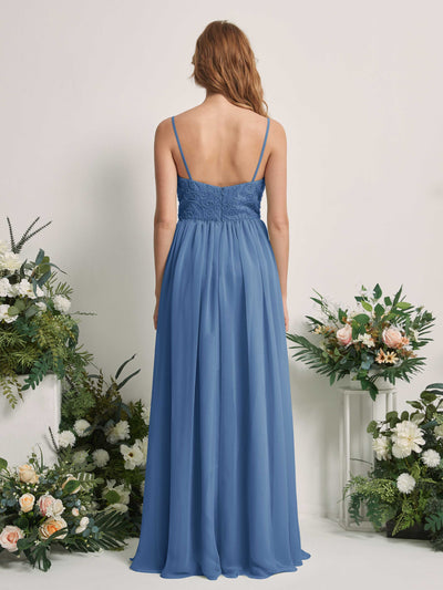 Carlyna Verna A-Line Dusty Blue Beaded Bridesmaid Dress Maxi Sleeveless Sweetheart Dress #color_dusty-blue