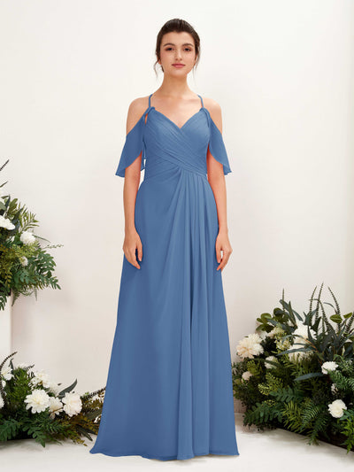 Carlyna Orlane A-Line Dusty Blue Bridesmaid Dress Maxi Sleeveless V-Neck Dress #color_dusty-blue