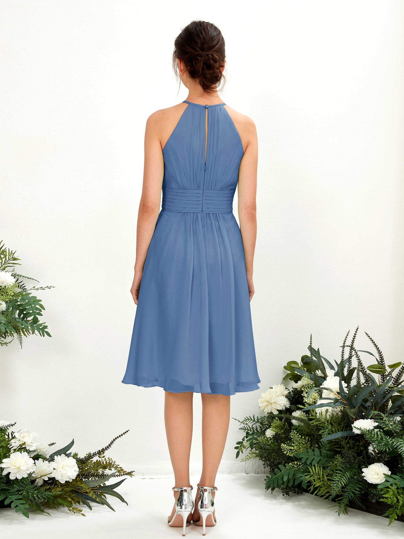 Halter Sleeveless Chiffon Bridesmaid Dress - Dusty Blue (81220110)#color_dusty-blue