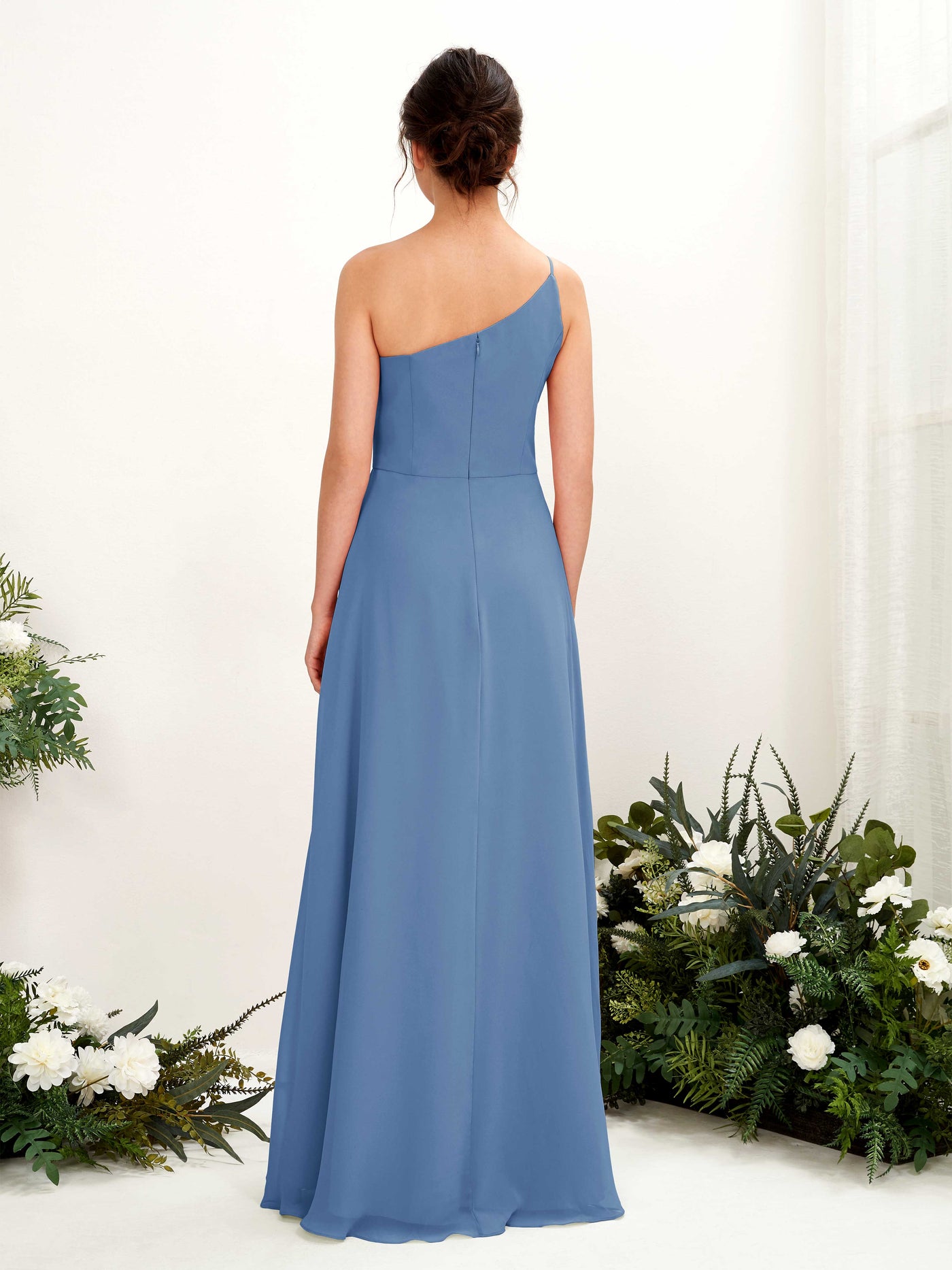 One Shoulder Sleeveless Chiffon Bridesmaid Dress - Dusty Blue (81225710)#color_dusty-blue