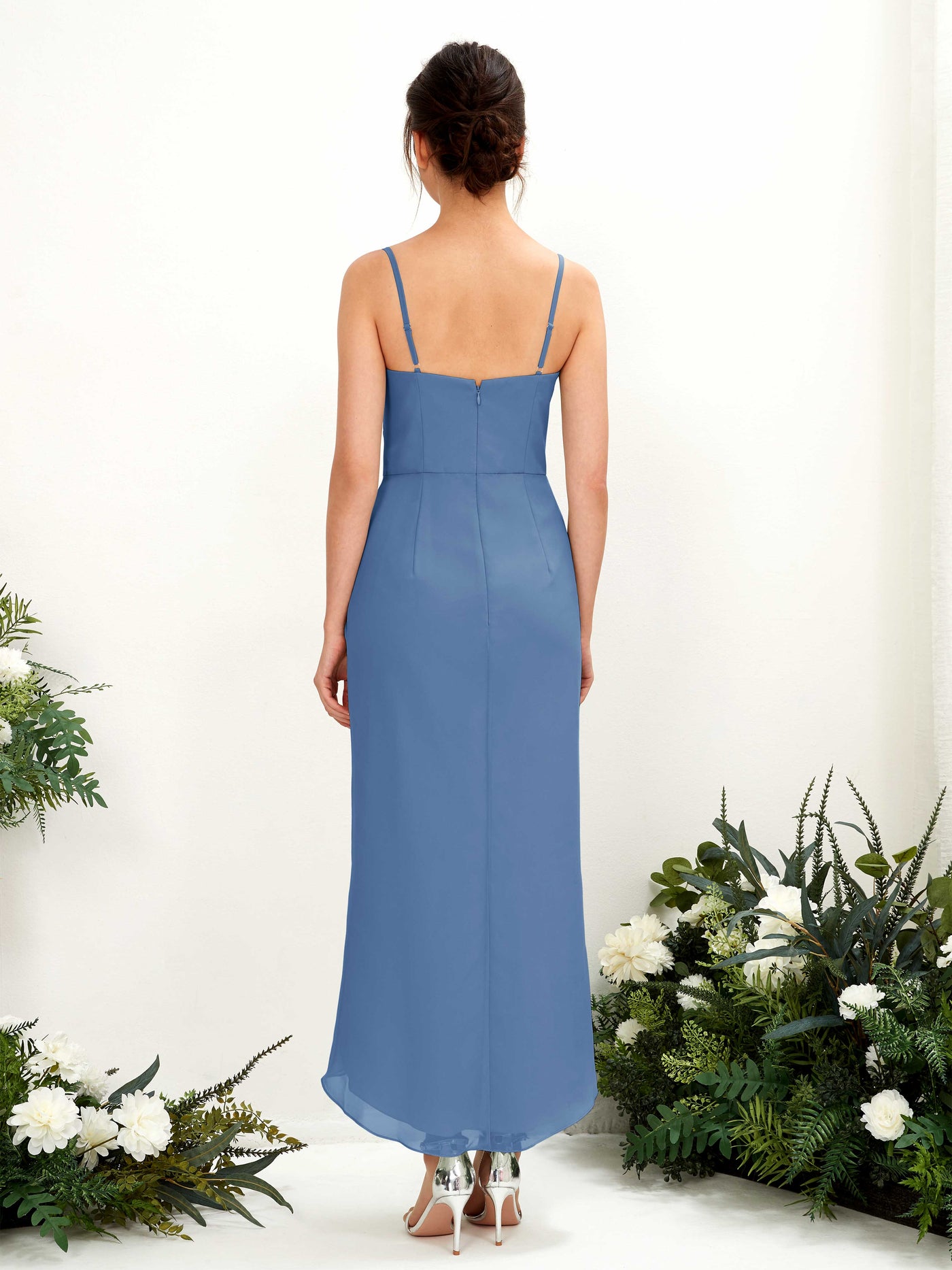 Spaghetti-straps V-neck Sleeveless Chiffon Bridesmaid Dress - Dusty Blue (81221310)#color_dusty-blue