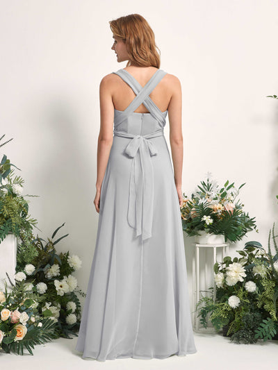 Carlyna Carolyn Convertible Silver Bridesmaid Dress Maxi Sleeveless Sweetheart Dress Side View 4 #color_silver