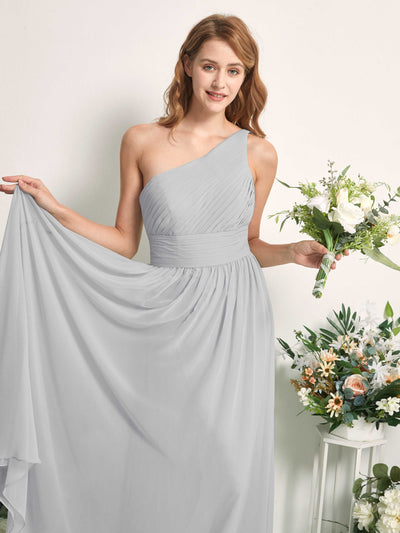 Carlyna Pandora A-Line Silver Bridesmaid Dress Maxi Sleeveless One Shoulder Dress #color_silver