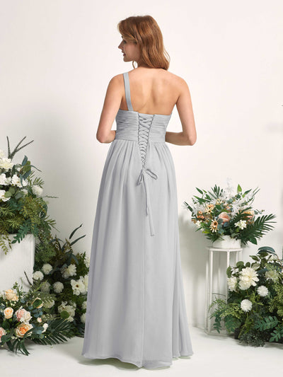 Carlyna Pandora A-Line Silver Bridesmaid Dress Maxi Sleeveless One Shoulder Dress #color_silver