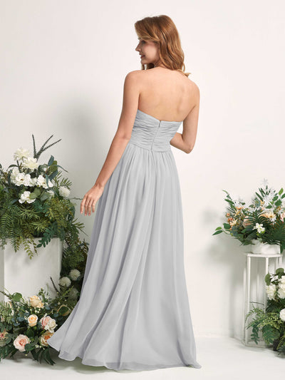 Carlyna Elma A-Line Silver Bridesmaid Dress Maxi Sleeveless Sweetheart Dress Back View #color_silver