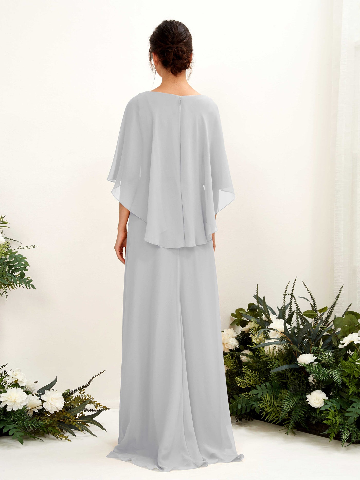 A-line Bateau Sleeveless Chiffon Bridesmaid Dress - Silver (81222027)#color_silver