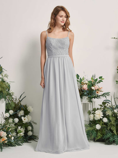 Carlyna Ursula A-Line Silver Beaded Bridesmaid Dress Maxi Sleeveless Sweetheart Dress #color_silver