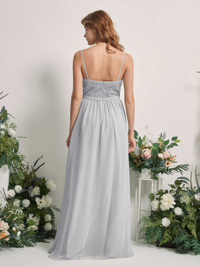 Carlyna Ursula A-Line Silver Beaded Bridesmaid Dress Maxi Sleeveless Sweetheart Dress #color_silver