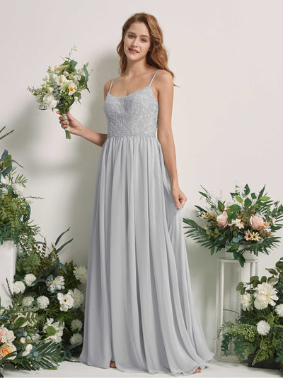 Carlyna Verna A-Line Silver Beaded Bridesmaid Dress Maxi Sleeveless Sweetheart Dress #color_silver