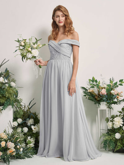 Carlyna Leona A-Line Silver Embroidered Bridesmaid Dress Maxi Sleeveless Sweetheart Dress #color_silver