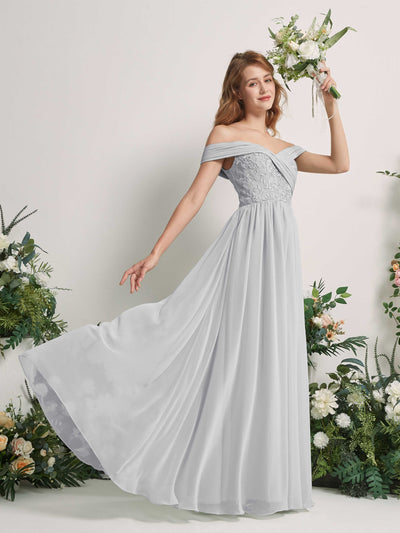 Carlyna Leona A-Line Silver Embroidered Bridesmaid Dress Maxi Sleeveless Sweetheart Dress #color_silver