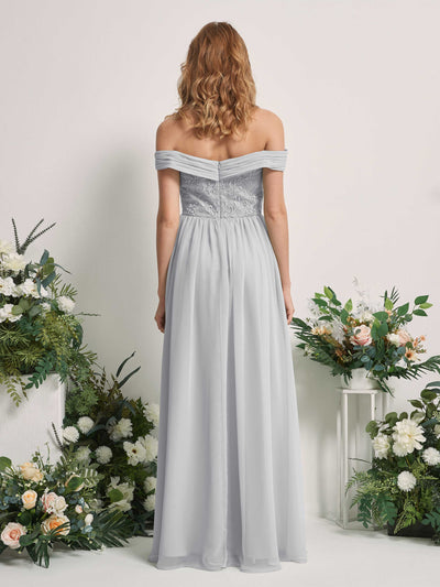 Carlyna Leona A-Line Silver Embroidered Bridesmaid Dress Maxi Sleeveless Sweetheart Dress #color_silver