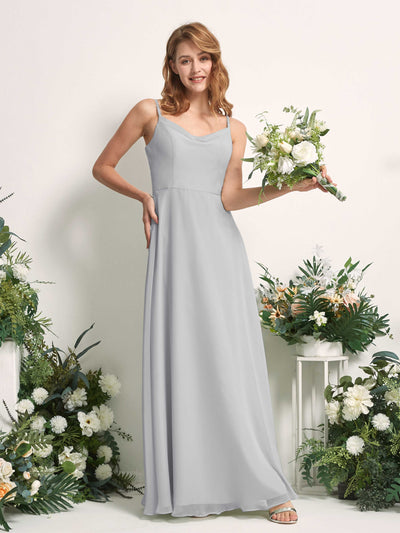 Carlyna Hannah A-Line Silver Bridesmaid Dress Maxi Sleeveless Sweetheart Dress Front View #color_silver
