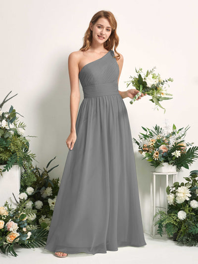 Carlyna Pandora A-Line Steel Gray Bridesmaid Dress Maxi Sleeveless One Shoulder Dress #color_steel-gray