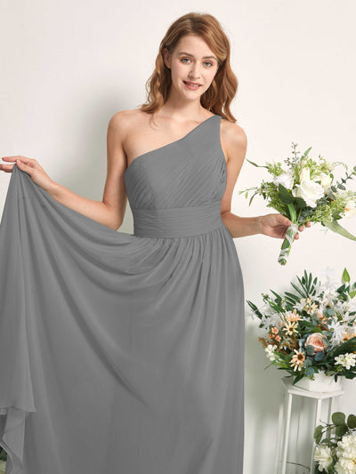 Carlyna Pandora A-Line Steel Gray Bridesmaid Dress Maxi Sleeveless One Shoulder Dress #color_steel-gray