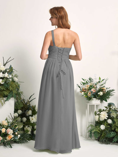 Carlyna Pandora A-Line Steel Gray Bridesmaid Dress Maxi Sleeveless One Shoulder Dress #color_steel-gray
