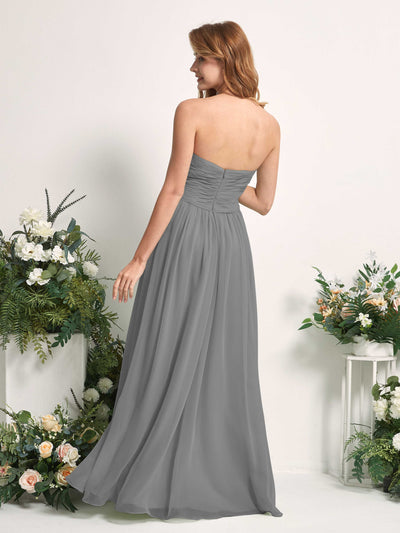Carlyna Elma A-Line Steel Gray Bridesmaid Dress Maxi Sleeveless Sweetheart Dress Back View #color_steel-gray