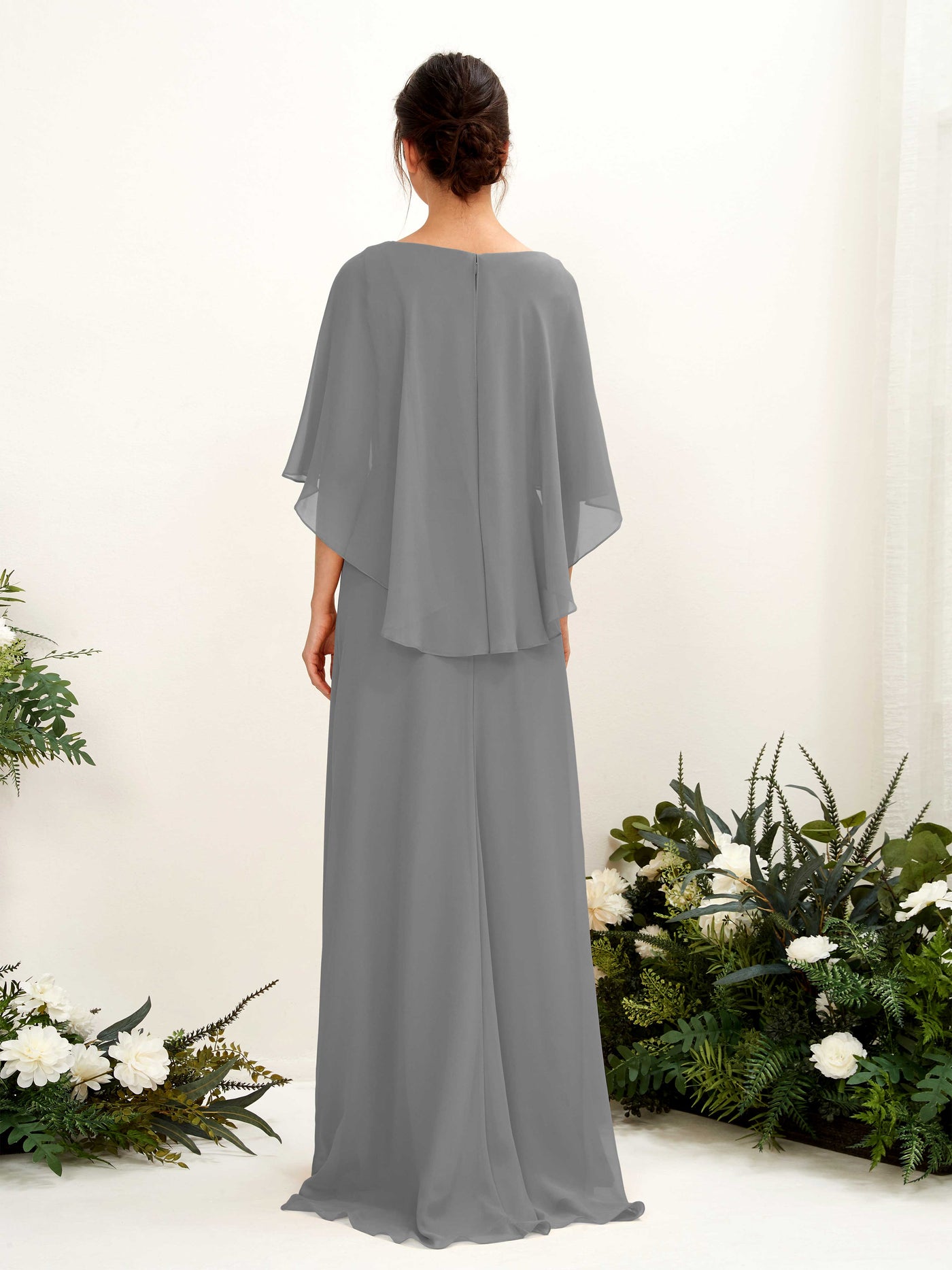A-line Bateau Sleeveless Chiffon Bridesmaid Dress - Steel Gray (81222020)#color_steel-gray