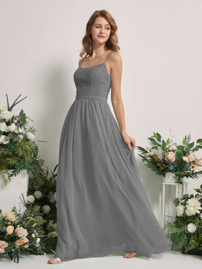 Carlyna Ursula A-Line Steel Gray Beaded Bridesmaid Dress Maxi Sleeveless Sweetheart Dress #color_steel-gray