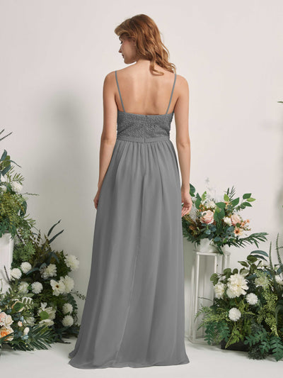Carlyna Ursula A-Line Steel Gray Beaded Bridesmaid Dress Maxi Sleeveless Sweetheart Dress #color_steel-gray