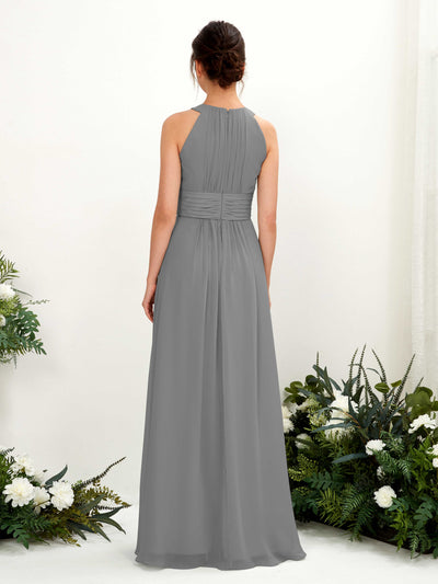Carlyna Noelle A-Line Steel Gray Bridesmaid Dress Maxi Sleeveless Round Neck Dress #color_steel-gray