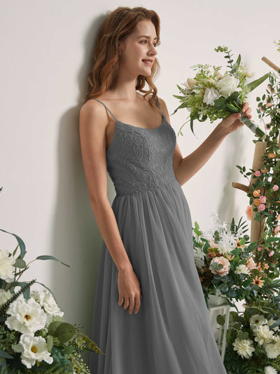 Carlyna Verna A-Line Steel Gray Beaded Bridesmaid Dress Maxi Sleeveless Sweetheart Dress #color_steel-gray