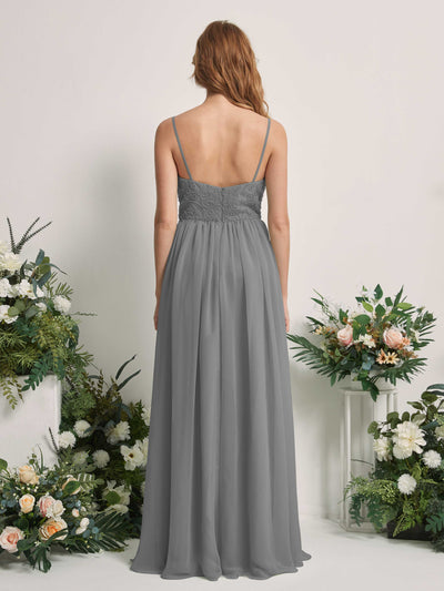 Carlyna Verna A-Line Steel Gray Beaded Bridesmaid Dress Maxi Sleeveless Sweetheart Dress #color_steel-gray