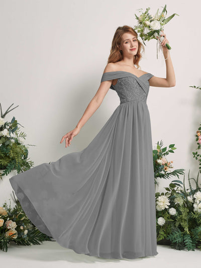 Carlyna Leona A-Line Steel Gray Embroidered Bridesmaid Dress Maxi Sleeveless Sweetheart Dress #color_steel-gray