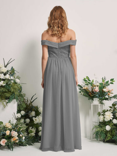 Carlyna Leona A-Line Steel Gray Embroidered Bridesmaid Dress Maxi Sleeveless Sweetheart Dress #color_steel-gray