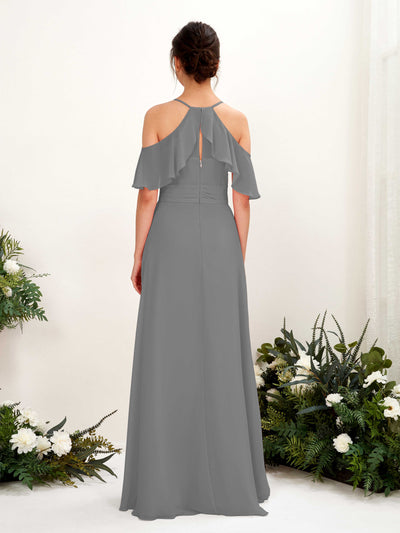 Carlyna Orlane A-Line Steel Gray Bridesmaid Dress Maxi Sleeveless V-Neck Dress #color_steel-gray