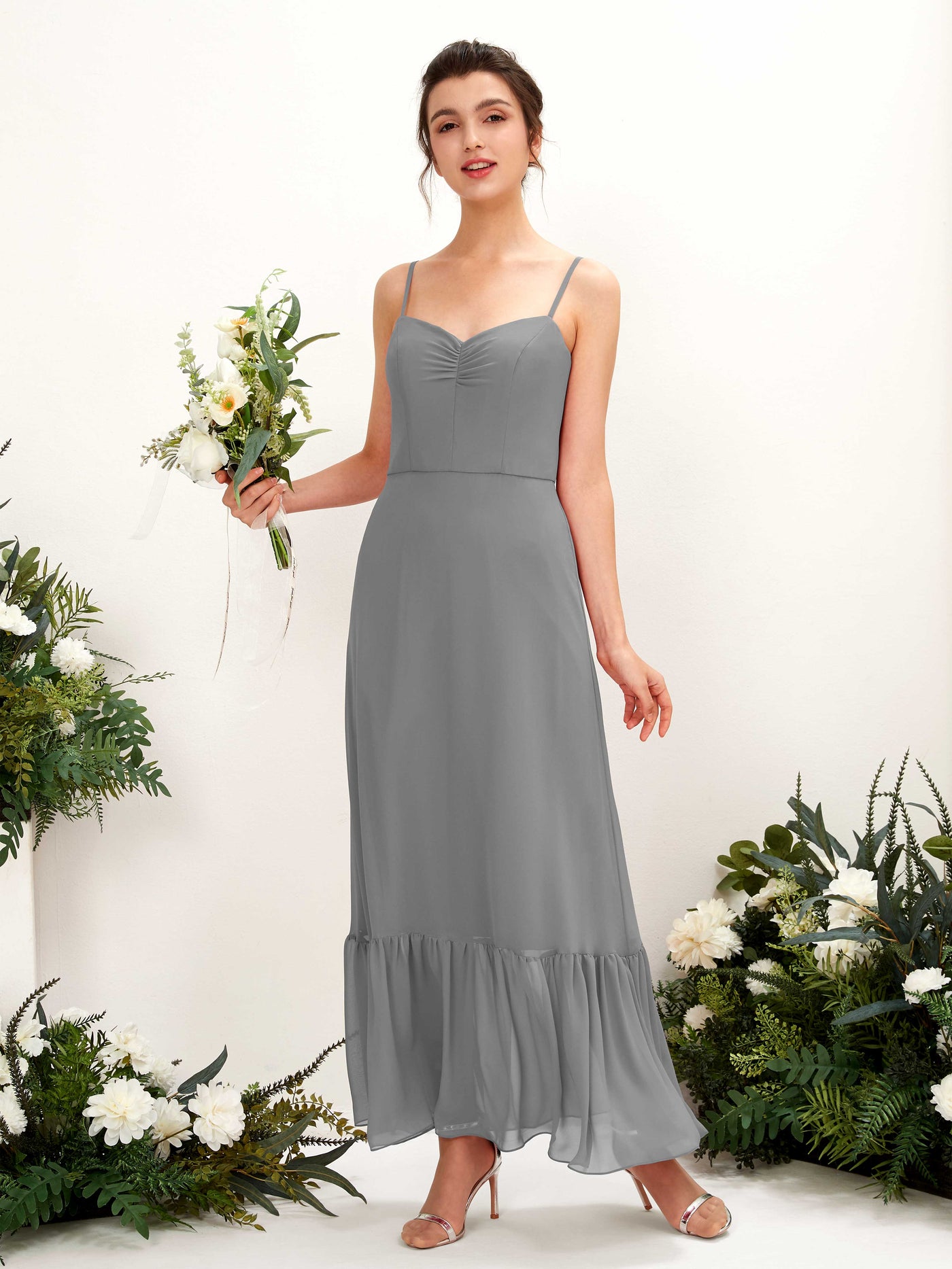 Spaghetti-straps Sweetheart Sleeveless Chiffon Bridesmaid Dress - Steel Gray (81223020)#color_steel-gray