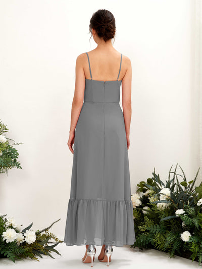 Carlyna Delia Sheath Steel Gray Bridesmaid Dress Maxi Sleeveless Spaghetti Strap Dress Back View #color_steel-gray