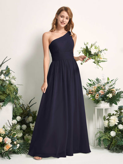 Carlyna Pandora A-Line Dark Navy Bridesmaid Dress Maxi Sleeveless One Shoulder Dress #color_dark-navy