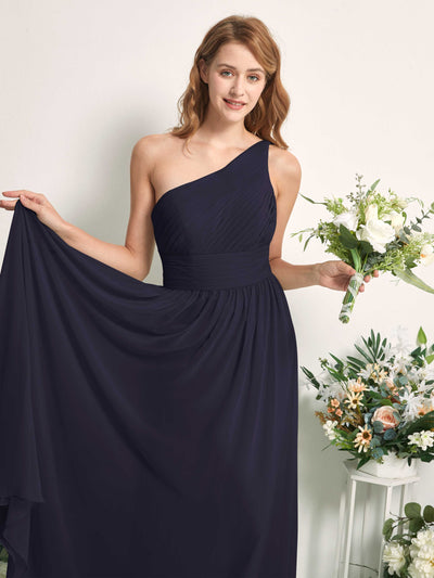 Carlyna Pandora A-Line Dark Navy Bridesmaid Dress Maxi Sleeveless One Shoulder Dress #color_dark-navy