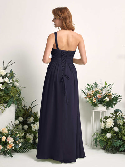 Carlyna Pandora A-Line Dark Navy Bridesmaid Dress Maxi Sleeveless One Shoulder Dress #color_dark-navy