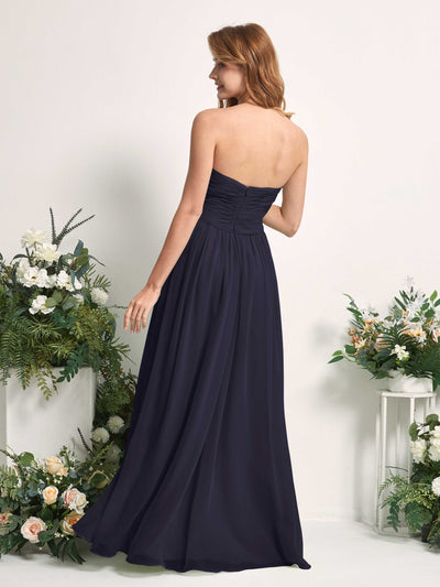 Carlyna Elma A-Line Dark Navy Bridesmaid Dress Maxi Sleeveless Sweetheart Dress Back View #color_dark-navy