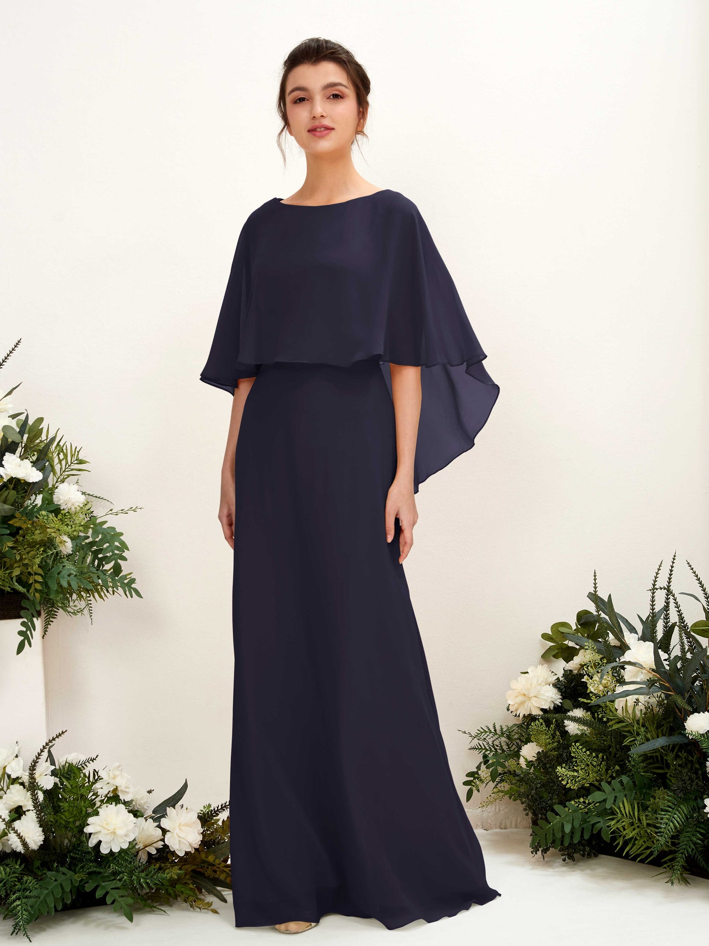 A-line Bateau Sleeveless Chiffon Bridesmaid Dress  (81222018)#color_dark-navy