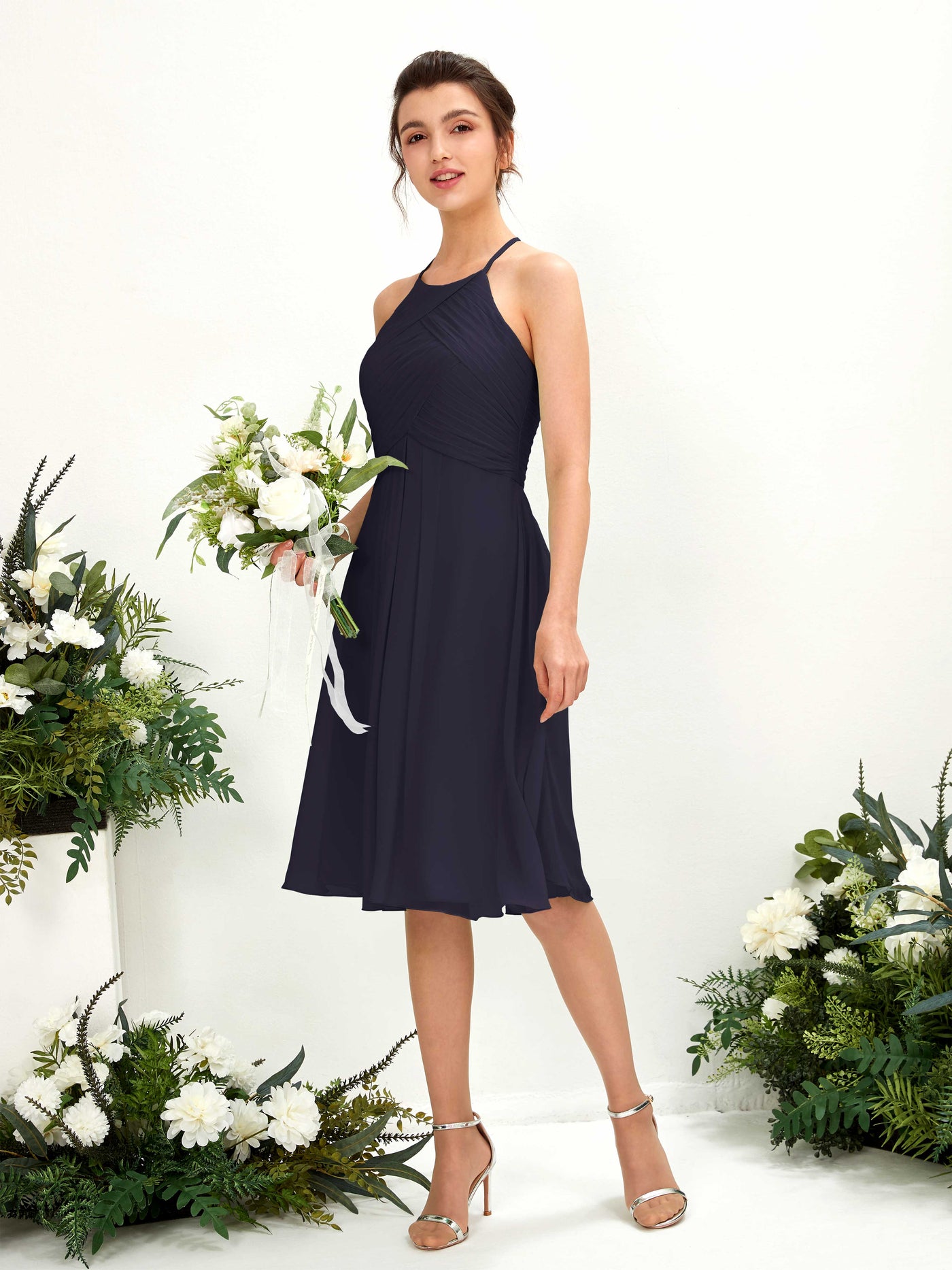 A-line Halter Sleeveless Chiffon Bridesmaid Dress (81220418)#color_dark-navy