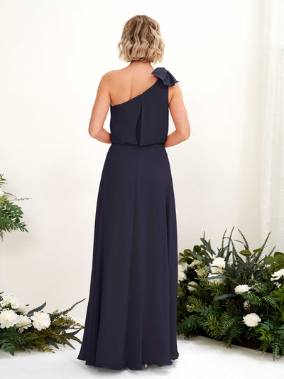 Carlyna Laurel A-Line Dark Navy Bridesmaid Dress Maxi Sleeveless One Shoulder Dress #color_dark-navy